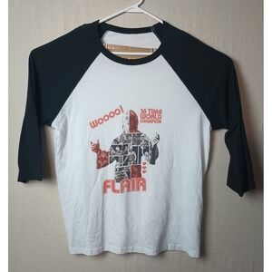 Ric Flair T-Shirt 16 Time World Champion Raglan‎ Graphic Tee Size Large Henley I